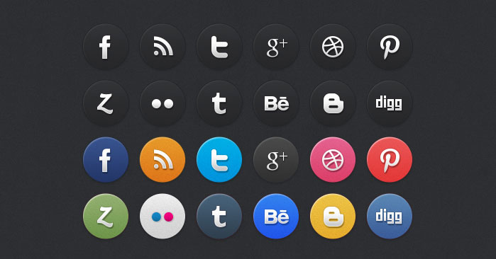 24 Circle Social Media Icons by BestPSDFreebies