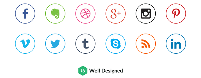 18 Ultra-Clean Circular Social Media Icons