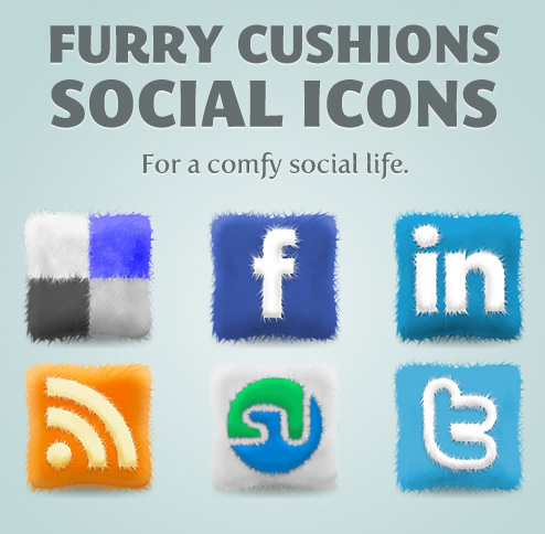 Furry Cushions Social Media Icons Set