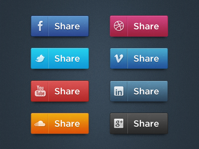 Long Styled Social Media Icons by Hugo from Dribble