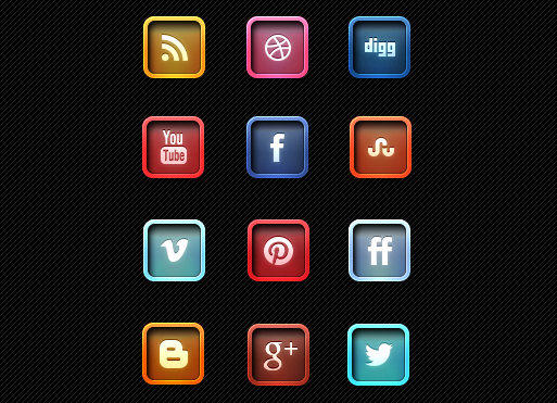 Letter Pressed Social Media Icons