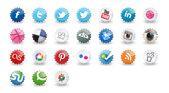 24 Bottle Cap Social Media Icons