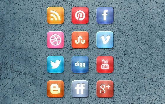 Grid Style Social Media Icons