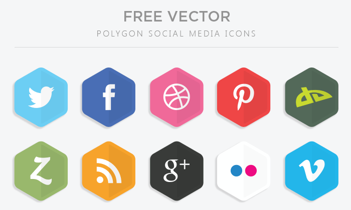 Polygon Vector Social Media Icons