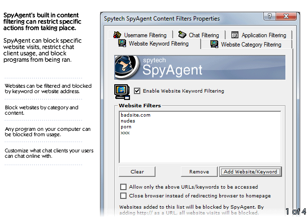 SpyAgent Content Filtering