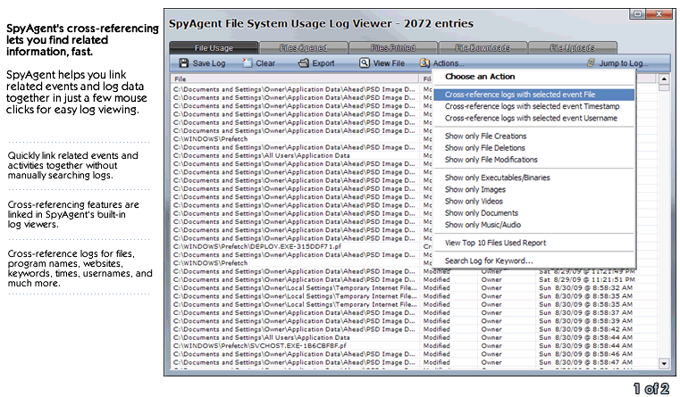 SpyAgent Log Filtering Features