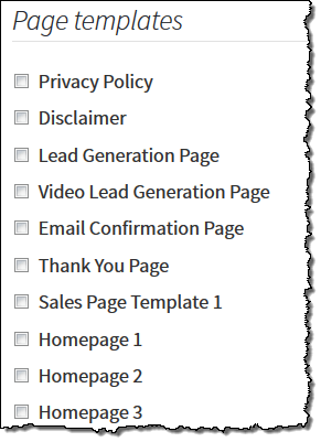 Thrive Page Template Options