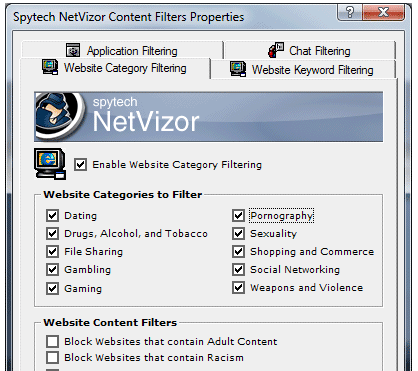 NetVizor Content Filtering