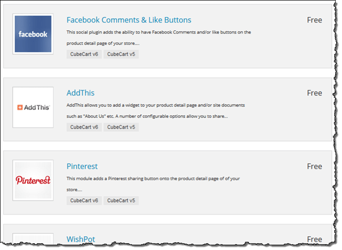 CubeCart Social Media Sharing