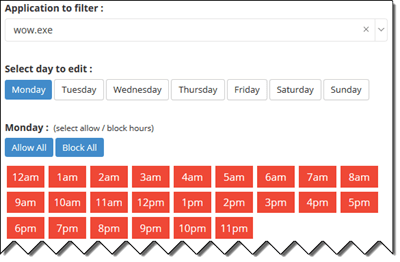 SentryPC Application Filtering