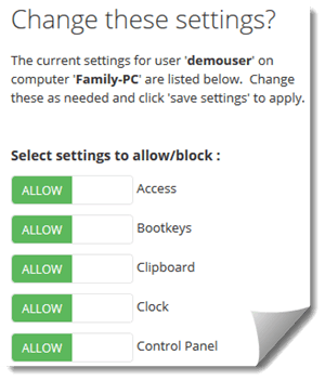 SentryPC Settings