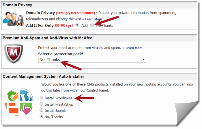 InMotion Hosting Final Ordering Options